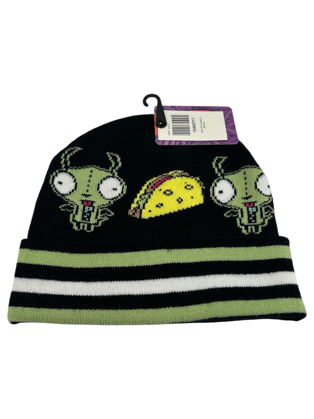 NWT Hot Topic Invader Zim GIR Varsity Beanie Hat NEW